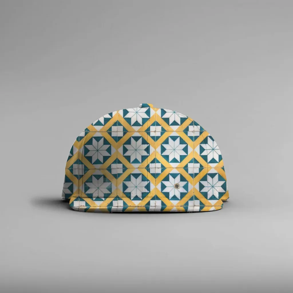 Star tile pattern rendered on a cap mockup