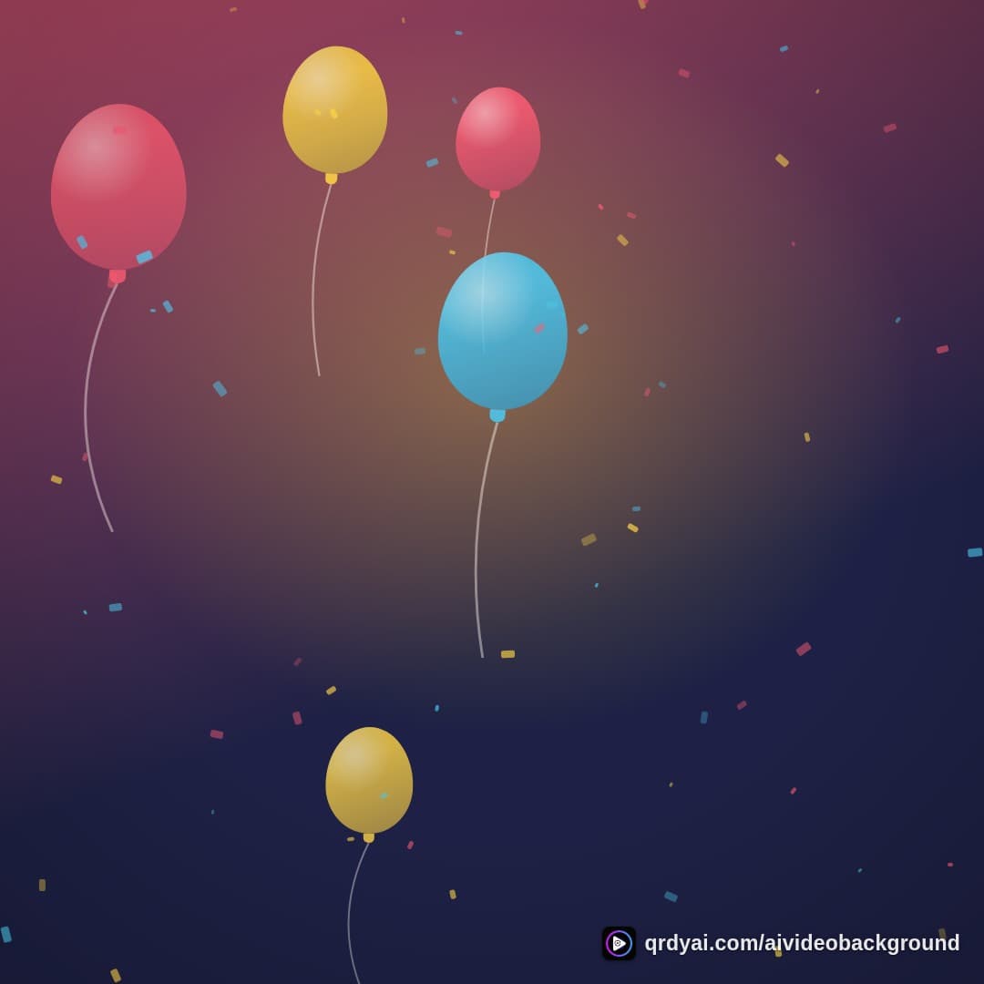 confetti party square loop video background preview