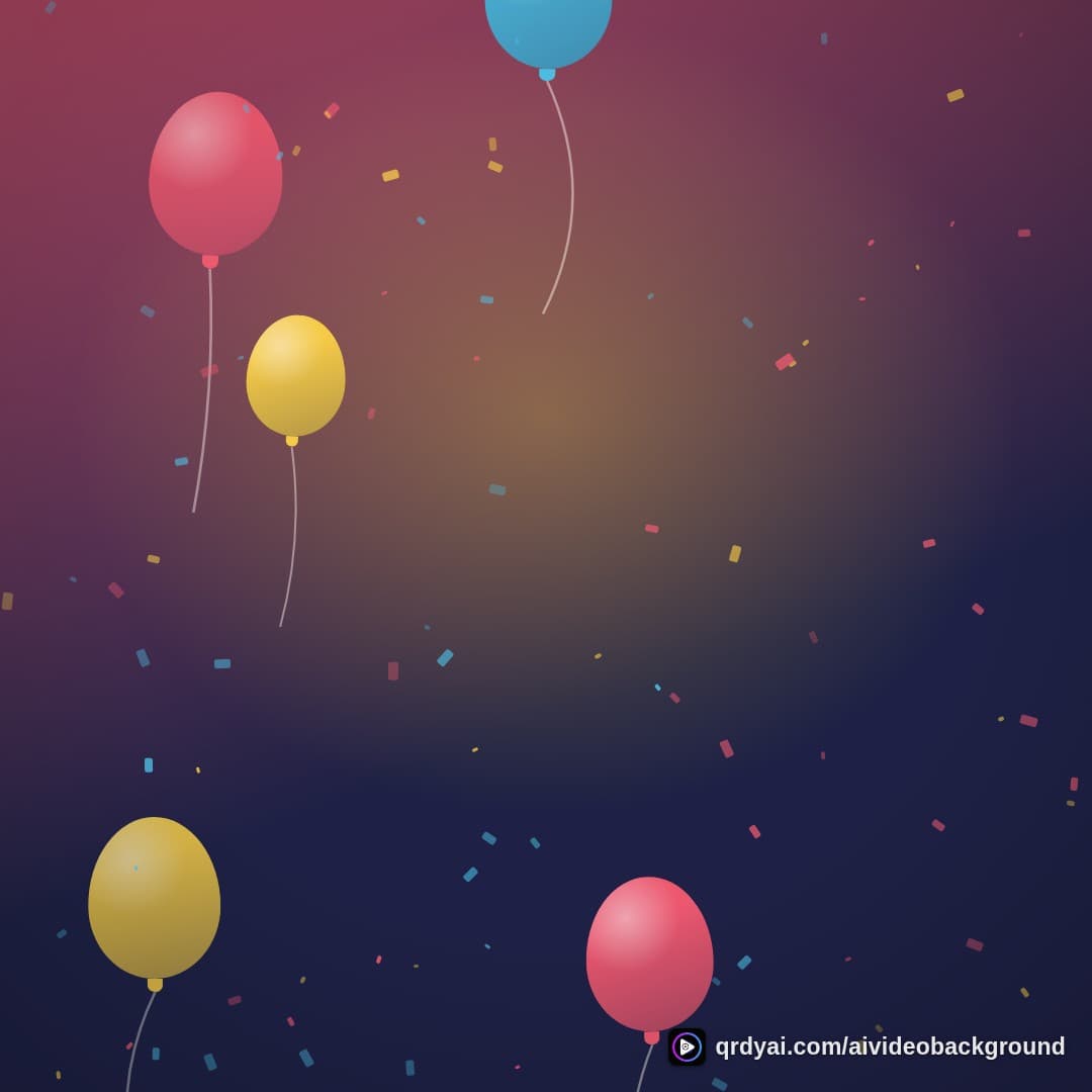 confetti party square loop video background preview