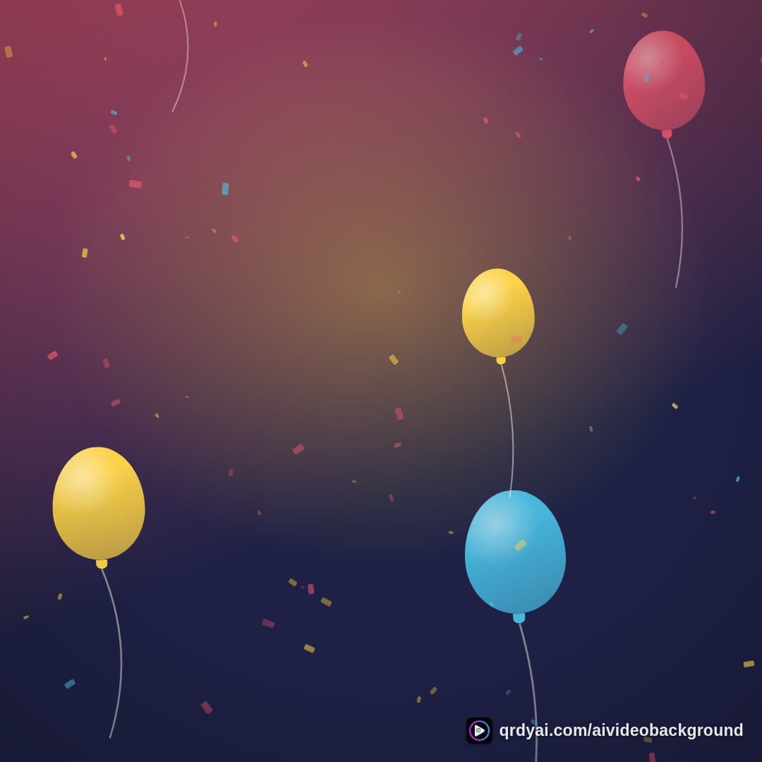 confetti party square loop video background preview
