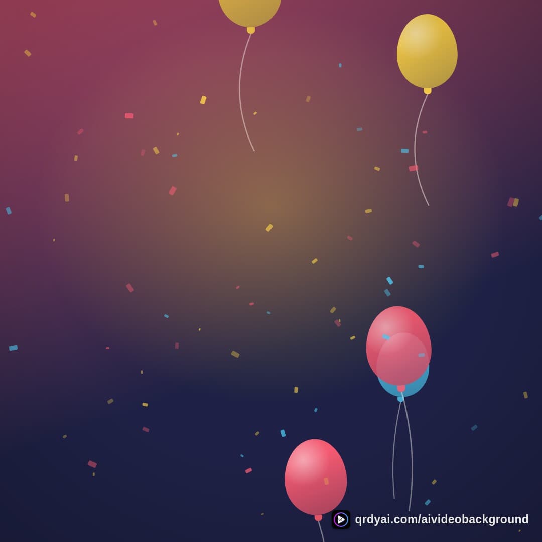 confetti party square loop video background preview