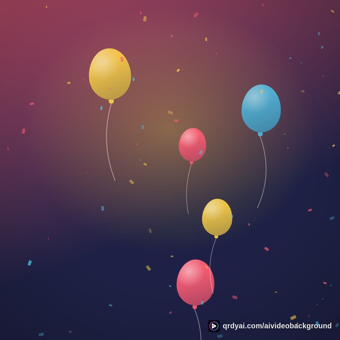 confetti party square loop video background preview