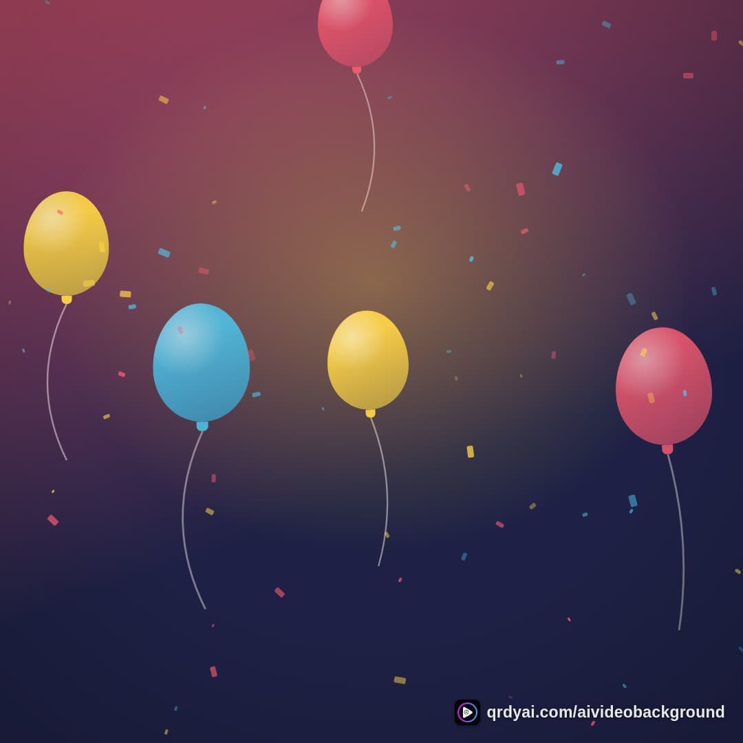 confetti party square loop video background preview