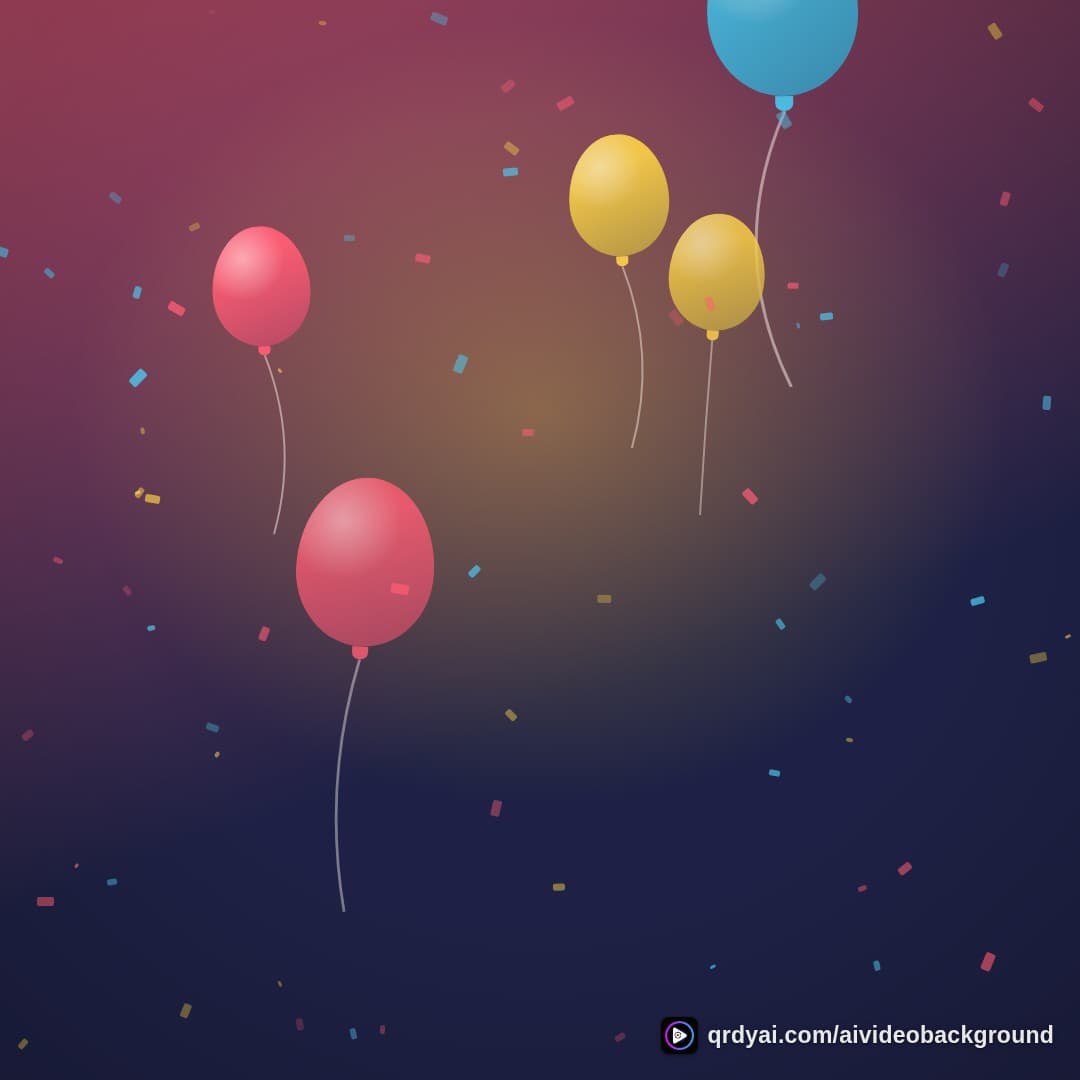 confetti party square loop video background preview