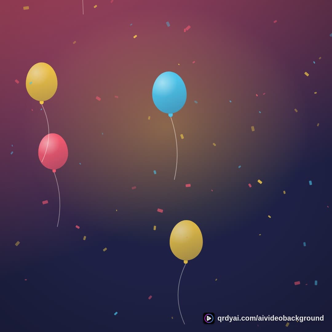 confetti party square loop video background preview