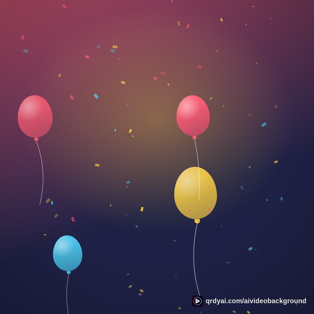 confetti party square loop video background preview