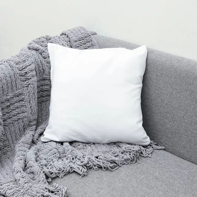 Your photo: a blank pillow on a sofa